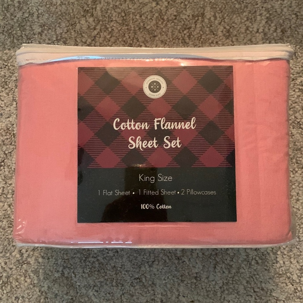Pink King Cotton Flannel Sheet Set